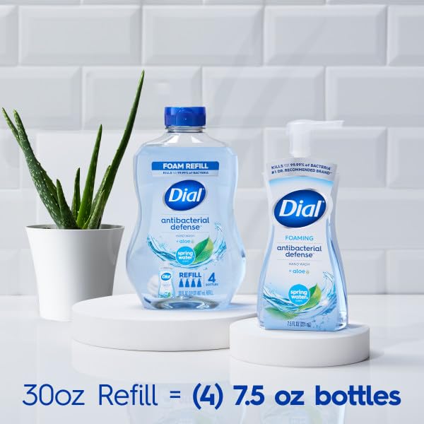 Dial Antibacterial Foaming Hand Wash, Spring Water, 7.5 fl oz (Pack of 6)