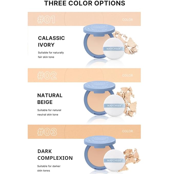 LAMUSELAND Pressed Powder Compact, Oil Control Brighten Skin Girls (JG03)