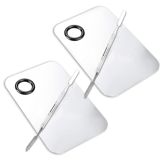 2 Pcs Makeup Mixing Palette, Upgrad Stainless Steel