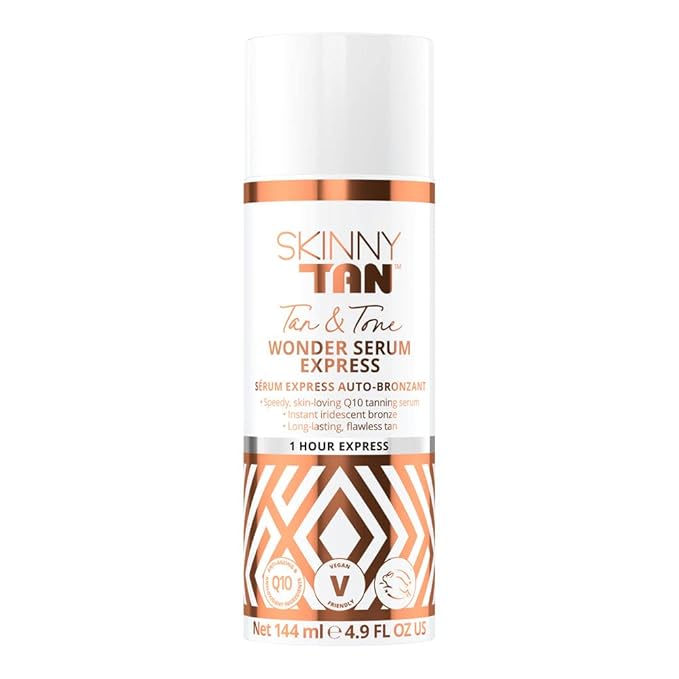 SkinnyTan Tan and Tone Wonder Serum Express - Hydrating Serum with Anti-Aging Q10, Aloe Vera, and Vitamin E - 1 Hour Express - 4.9 oz
