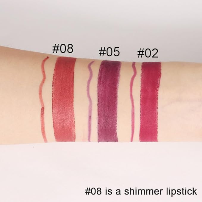 2-in-1 Mauve Red Lip Liner & Lipstick Set Kit for Women, Matte Lips Kit with Lip Liner Lip Stains Long Lasting Waterproof 24 Hour Lipstick and Lip Liners Combo Lipliners Pencil Set 08