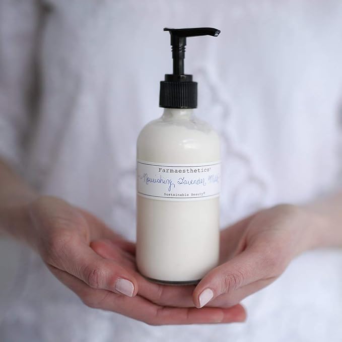 Farmaesthetics Nourishing Lavender Milk Face and Body Lotion (8oz) | Ethically Sourced Sustainable Beauty | Clean, All Natural, Small Batch Skincare