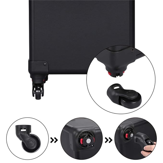 Yaheetech Makeup Train Case 3 in 1 Professional Cosmetic Trolley Multi-Functional Organizers Large Storage Traveling Cart Trunk for Nail Tech - Black