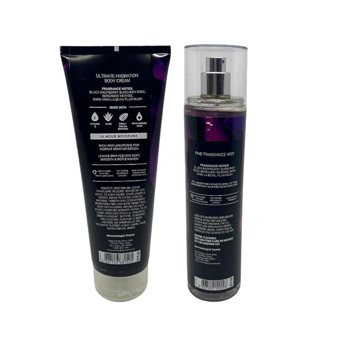 Bath & Body Works DARK KISS 2-piece Gift Set with a Red Bow for Holidays & Gifts - Fine Fragrance Mist & Ultimate Hydration Body Cream