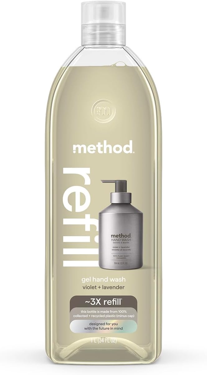 Method Premium Gel Hand Wash Refill, Violet + Lavender, 34 Ounce, 1 pack, Packaging May Vary (Packaging May Vary)