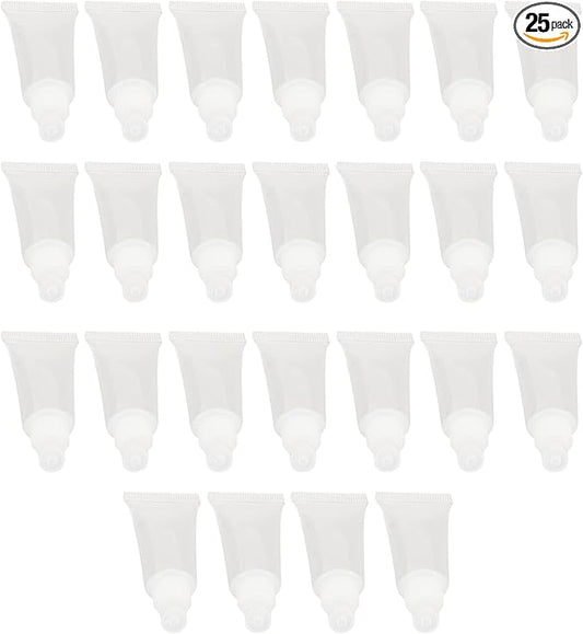 ZJchao 25pcs 5ml Lip Gloss Tube, Refillable Mini Empty Cosmetic Balm Tubes Container for Comestic Makeup Travel Toiletries Shampoo Body Lotion