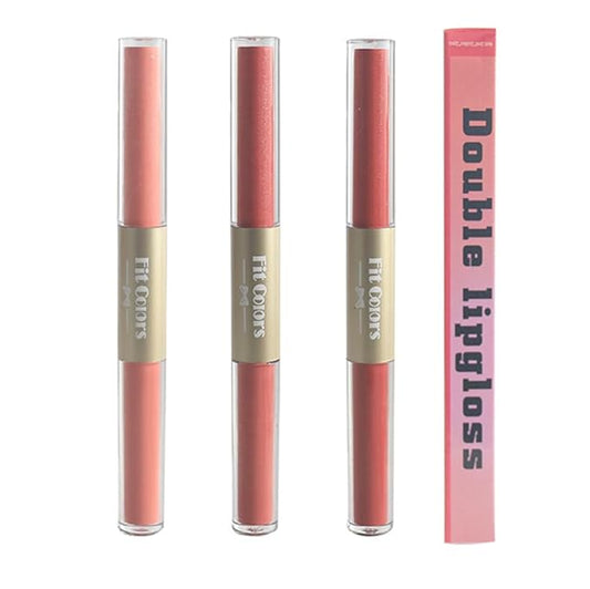 Double-end 2-in-1 Matte & Shimmery Lip Gloss Set, 3 PCS/Set (Set B, 3pcs)