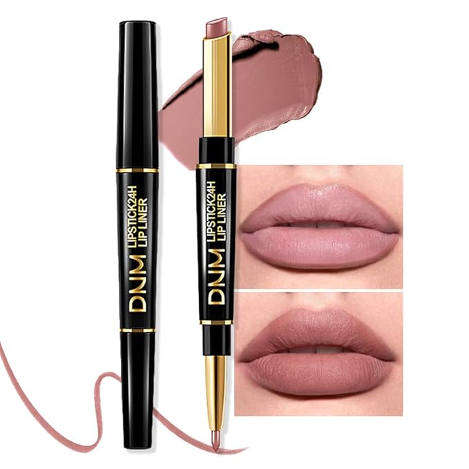 2-in-1 Light Nude Beige Lip Liner & Lipstick Set Kit for Women, Matte Lips Kit with Lip Liner Lip Stains Long Lasting Waterproof 24 Hour Lipstick and Lip Liners Combo Lipliners Pencil Set 23