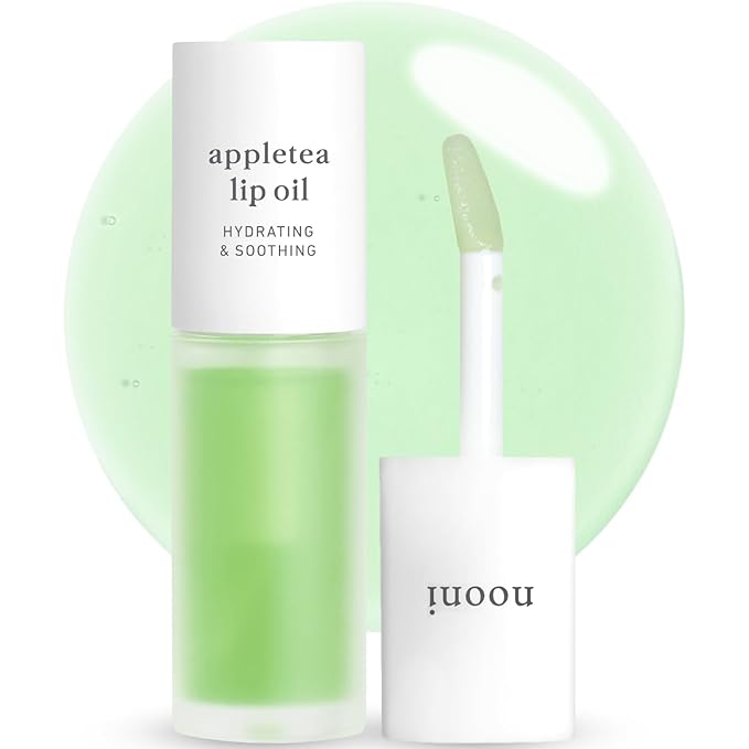 NOONI Korean Hydrating Lip Oil - Appletea | Long-Lasting, Moisturizing, Plumping, Revitalizing for Dry Lips, Waterproof, No Peel Off, Hydrating, Nourishing Crystal Clear, 0.12 FL Oz