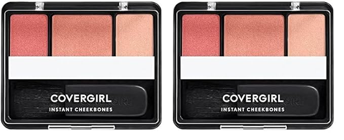 COVERGIRL Instant Cheekbones Contouring Blush Palette - Peach Perfection, Lightweight, Blendable, Natural Radiance, Sweeps on Evenly (Pack of 2)