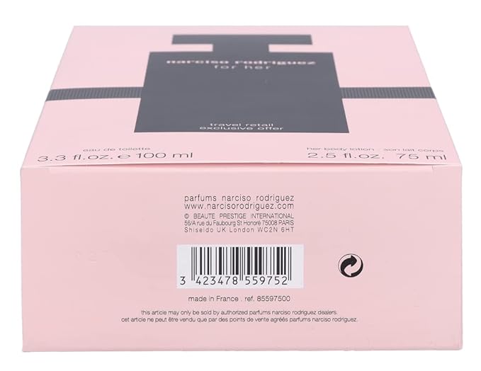 Narciso Rodriguez 2 Pc. Gift Set for Women Edt 3oz + B/l 2.5 Oz, 3fl Oz