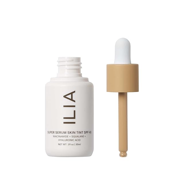 ILIA - Super Serum Skin Tint SPF 40 | Non-Comedogenic, Vegan, Lightweight to Help Against Blue Light, + Pollution while Hydrating, Smoothing, + Refining (Shela ST8, 1 fl oz | 30 ml)