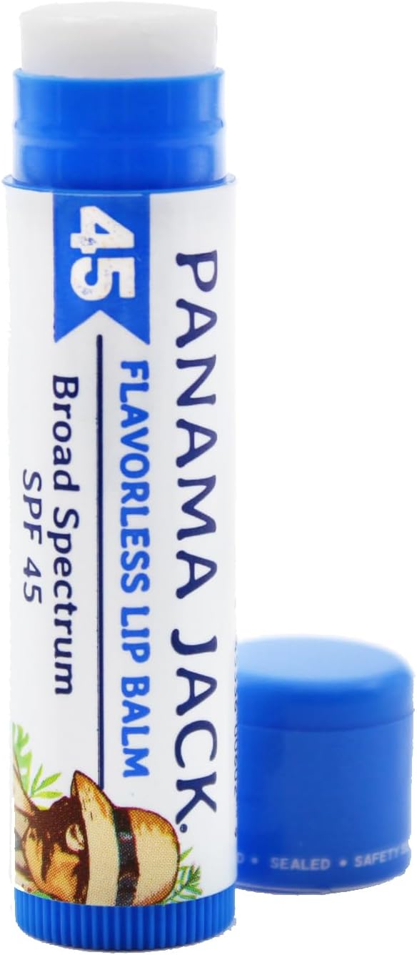 Panama Jack Sunscreen Lip Balm - SPF 45, Flavor Pack, Broad Spectrum UVA-UVB Sunscreen Protection, Prevents & Soothes Dry, Chapped Lips (5 Pack)
