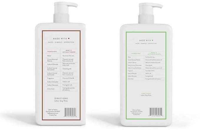 Native Body Wash | Coconut & Vanilla, Cucumber & Mint - 36 oz bottle with pump - Pack of 2