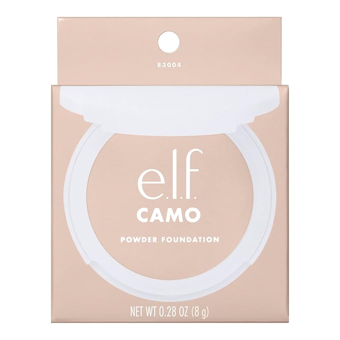 e.l.f. Camo Powder Foundation, Lightweight, Primer-Infused Buildable & Long-Lasting Medium-to-Full Coverage Foundation, Fair 100 W