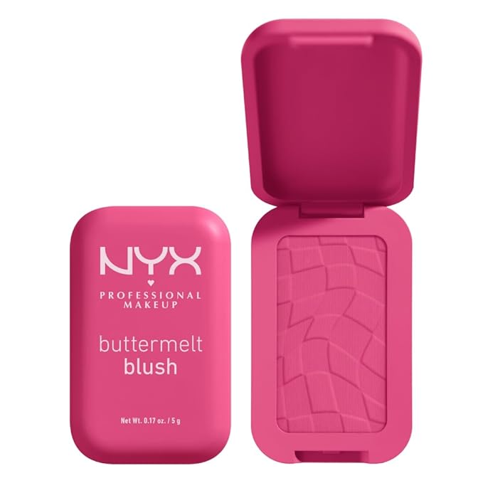 NYX PROFESSIONAL MAKEUP Buttermelt Powder Blush, Fade and Transfer-Resistant Blush, Up to 12HR Make Up Wear, Vegan Formula - Butta With Time