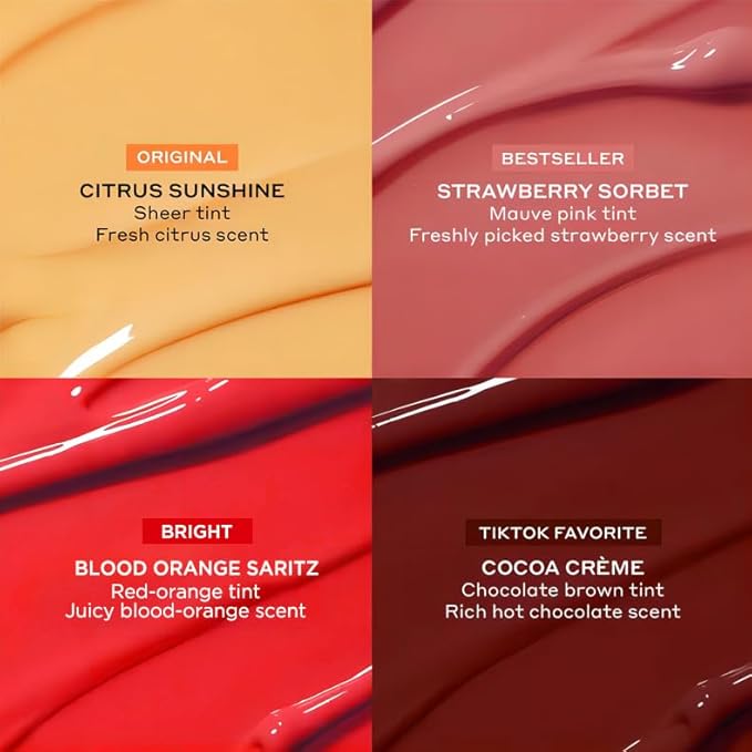 4 Pack Lip Gloss Set of Lip Gels, Tinted Lip Balm to Deepen & Enhance Moisturizing Jelly Lip Gloss - Everyday Lip Makeup - Multi-Purpose Lip Oil with Lip-specific Peptides