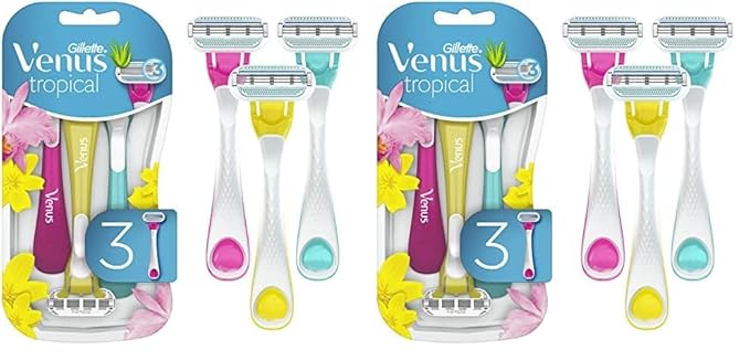 Gillette Venus Tropical Disposable Razors for Women, 3+1 Count, Designed for a Smooth Shave, Tropical Fragrance Scented Handles (Pack of 2)