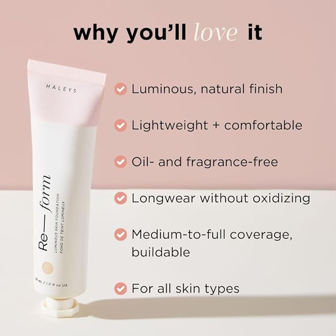 HALEYS Re-form Luminous Skin Foundation, VEGAN + CRUELTY-FREE, types (5.0)
