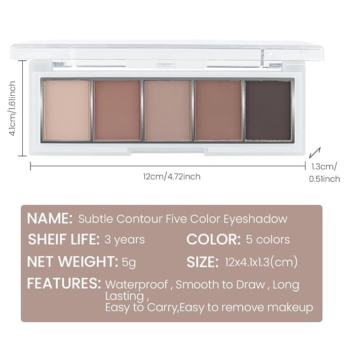 evpct 5 Colors Matte Nude Eye Shadow Palette Makeup for Older Women, Nude Brown Cocoa Taupe Ebony Matte Cream Smokey Mini Eyeshadow Palette for Blue Green Eyes, Contour Makeup Palettes sombras de ojos