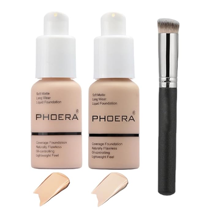 2 Pcs Liquid Foundation 101 and 102 with & Nude) 30ml