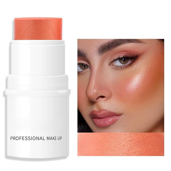 Orange Cream Blush Stick for Cheeks, Waterproof Face All Skin