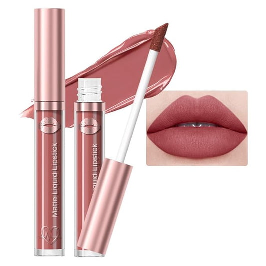 Matte Liquid Lipstick,Brown Purple Liquid Lip Stains, Long Lasting Waterproof Lip Gloss Makeup, Velvet Non-Stick Cup Lips Stain X-05#