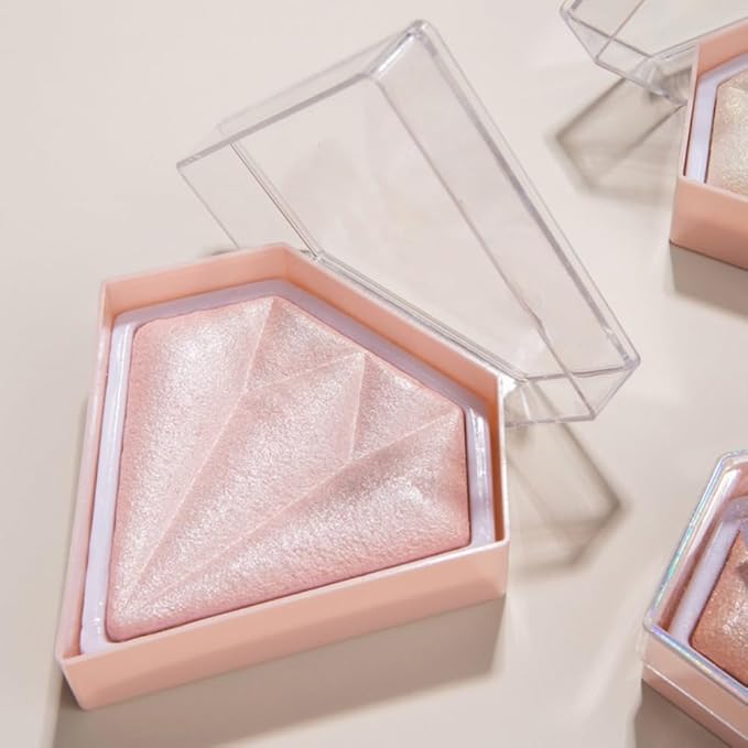 Pink Highlighter Makeup Palette, Face Highlighter Palette Glitter de Maquillaje(03)