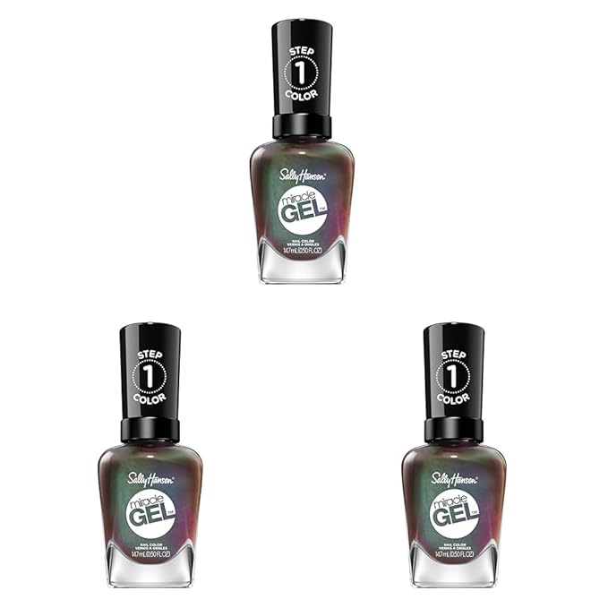 Sally Hansen Miracle Gel™, Holllaa-Gram, Long Lasting, Gel-Like Formula, No UV Lamp Needed, Brown Metallic Nail Polish (Pack of 3)