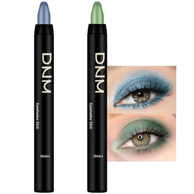 evpct 2Pcs Cream Eyeshadow Sticks Set for Eyes Sky Blue & Greenish Cyan Shimmer Eye Crayon Shadow Brightener Stick Pencil Pen Bulk sombras en crema para ojos 10+12