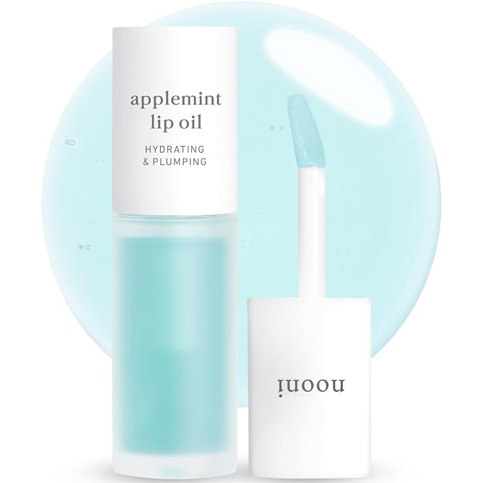 NOONI Korean Hydrating Lip Oil - Applemint | Long-Lasting, Moisturizing, Plumping, Revitalizing for Dry Lips, Waterproof, No Peel Off, Hydrating, Nourishing Crystal Clear, 0.12 FL Oz