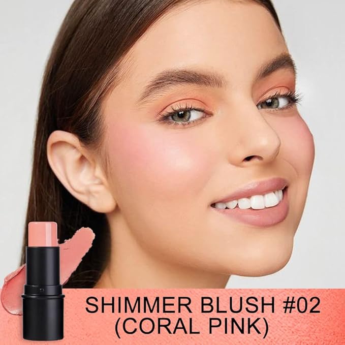 evpct 2Pcs Shimmer Orange Cream Blush Stick for