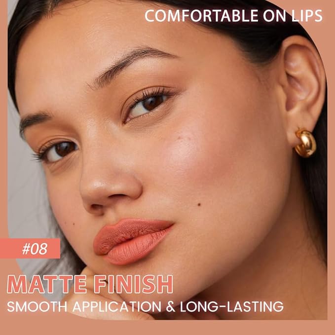 evpct 1Pcs Orange Red Matte Long Lasting Lip Liner Pencils Makeup for Shaping & Sculpting Lips, No Transfer Long Wear Waterproof Pigmented Lip Liner lipliners Crayon Lipstick Pencil Sharpener 08