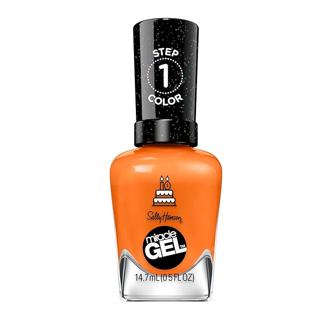 Sally Hansen Miracle Gel™, One Gel of a Party Gel-ebrate, Long Lasting, Gel-Like Formula, No UV Lamp Needed, Orange Nail Polish
