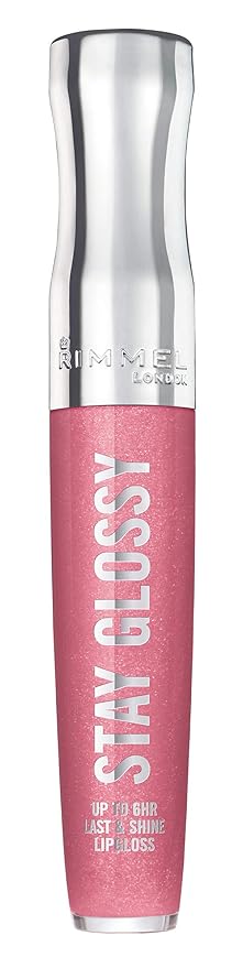 Rimmel Stay Glossy Lip Gloss - Non-Sticky and Lightweight Formula for Lip Color and Shine - 140 Flower Power, .18oz