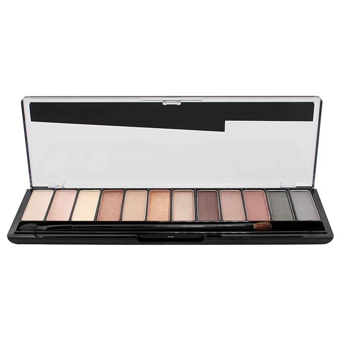 Rimmel London Magnif'Eyes Eyeshadow Palette, 12 Shades, Blendable Formula, Versatile, 001, Nude, 0.5oz