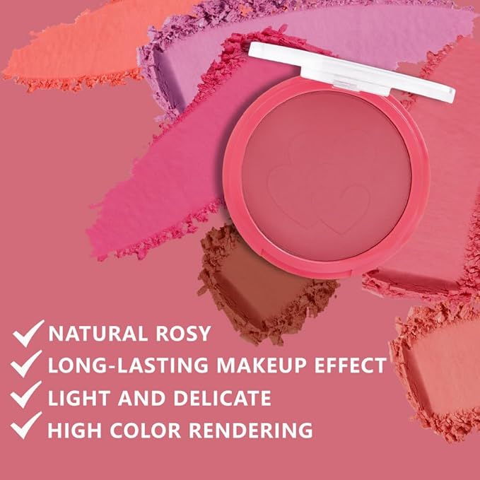 Rose Bean Paste Matte Single Pressed Cheeks Face Blushes Makeup Palette, Rose Bean Monochrome Cream Blushes Palette Makeup for Older Women, Natural Pigmented Paleta de rubores monocromática 04