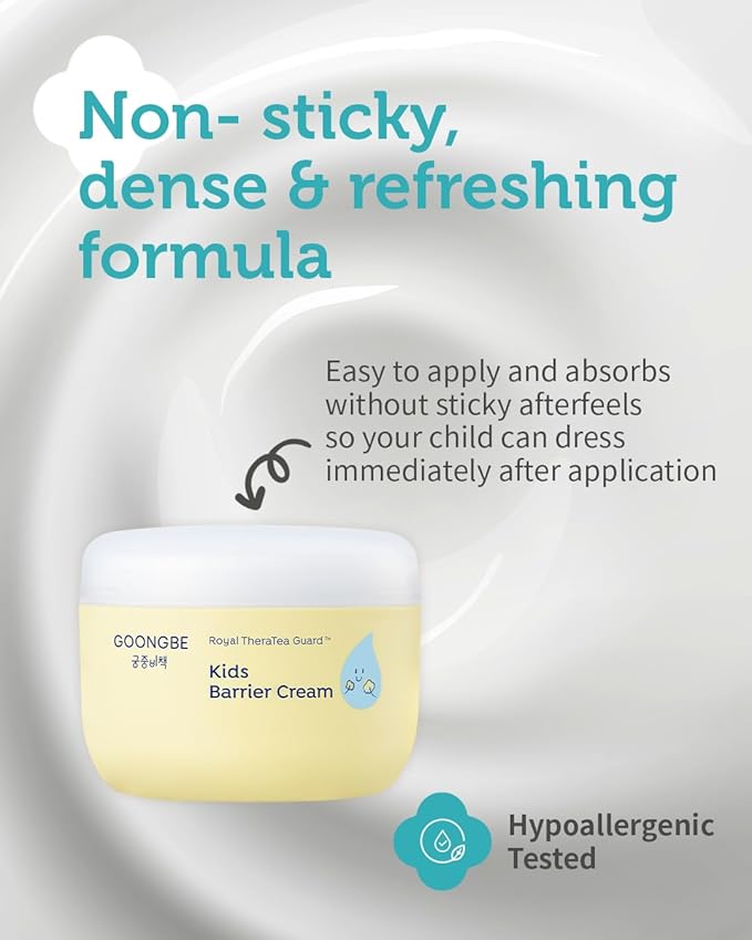 Kids' Barrier Cream - Korean Kids Daily Intensive Moisturizing Cream for Face and Body - Improves Skin Barrier & Soothing Rough Skin with Cica and Panthenol - Allergen Free Scent, 6.09 oz.