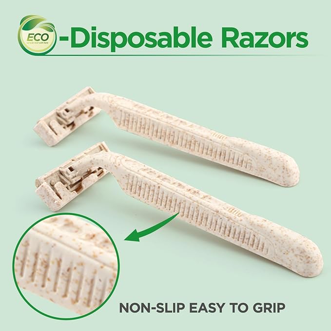 50Pcs Eco-friendly Disposable Razors Men|Safety Razor Dermaplaning Razors for Men & Women Shaving Body Facial Hair Shavers Facial Hair Remover for Women
