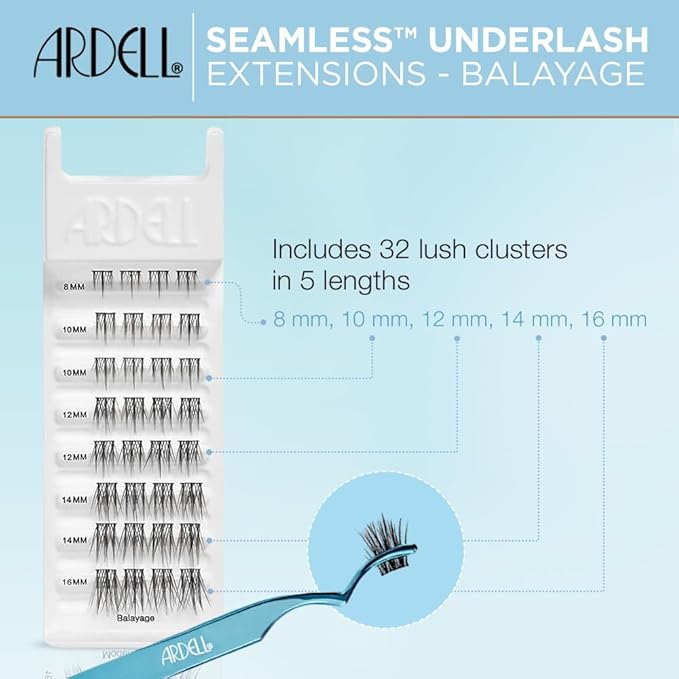 Ardell Seamless Underlash Lash Extension Kit - DIY Lash Clusters, Balayage Individual Lashes, Natural-Looking Eyelash Extension, 32-Count, 1-Pack