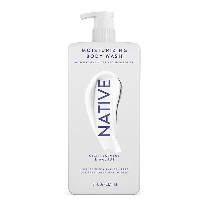 Native Moisturizing Body Wash Contains Naturally Derived Ingredients | For Women & Men, Sulfate, Paraben, & Dye Free Leaving Skin Soft and Hydrated | Night Jasmine & Walnut 18 oz