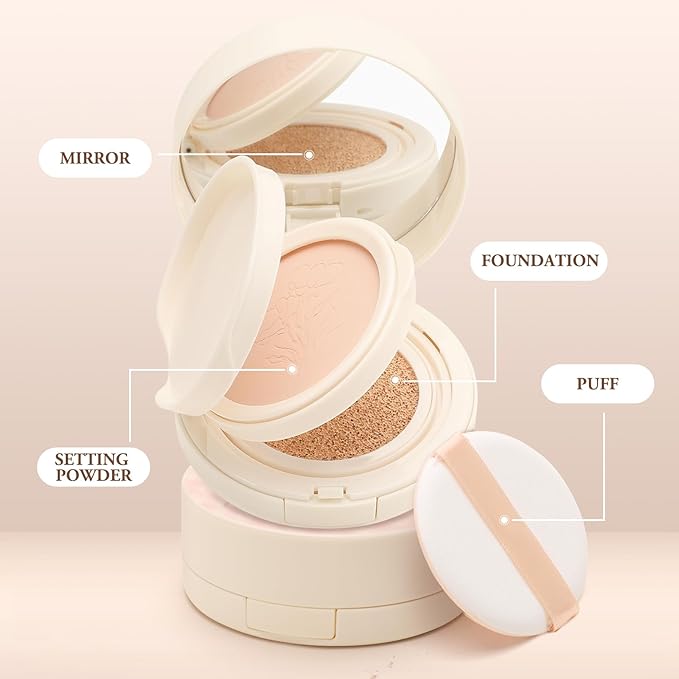 Cushion Foundation & Pressed Powder Set, Cream Air Lasting Coverage