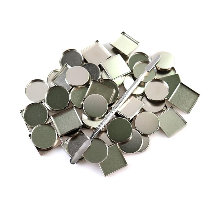 50 Pcs Empty Metal Pans, Makeup Palette Pans