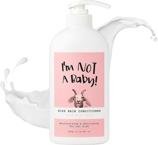 I'm NOT A Baby! Kids Hair Conditioner, Dermatologist Tested, Allergen-Free, Zero Silicon, Goat Milk & Shea Butter, PETA Cruelty-Free, Gentle, 16.9 Fl Oz