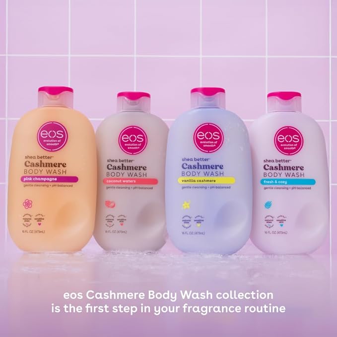 eos Shea Better Cashmere Body Wash, Pink Champagne, Moisturizing and Nourishing, pH Balanced Creamy Gel Formula, Paraben & Phthalate Free, Sensitive Skin,16 fl oz