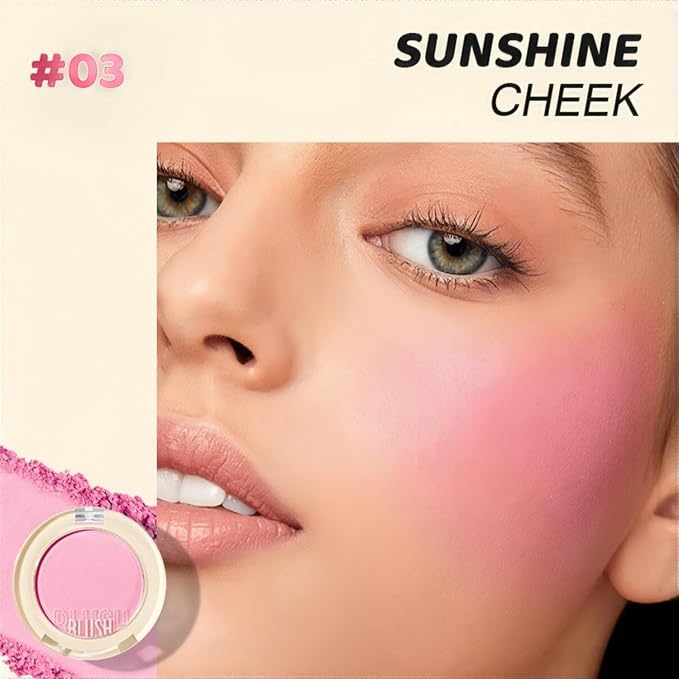 Shiny Blush 12 Color Cream High-Pigmented Buildable Face Blush Long-Lasting Natural Look Face Blush for Cheeks (Color 07)