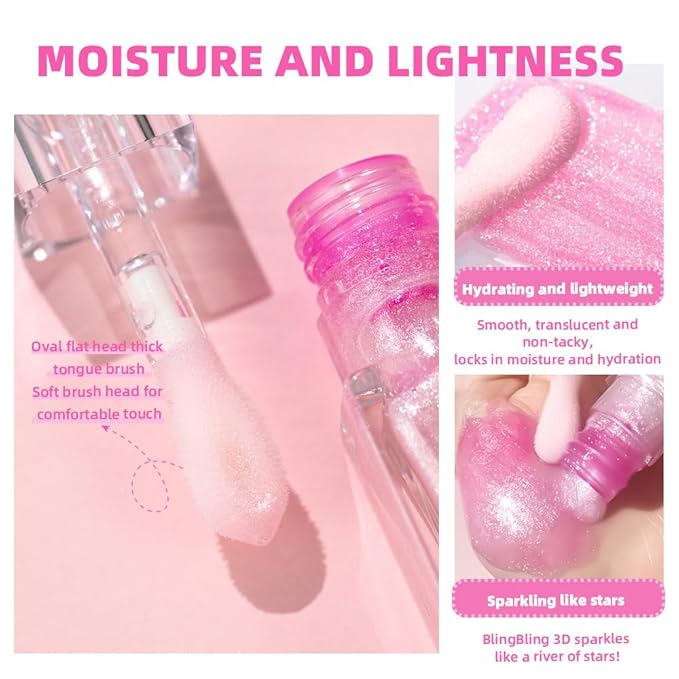 Magic Color Changing Lip Oil, PH Temperature Color Change Lip Glow Oil Plumping Lip Gloss with Big Brush, Non-sticky Moisturizing Lip Primer (2 packs)
