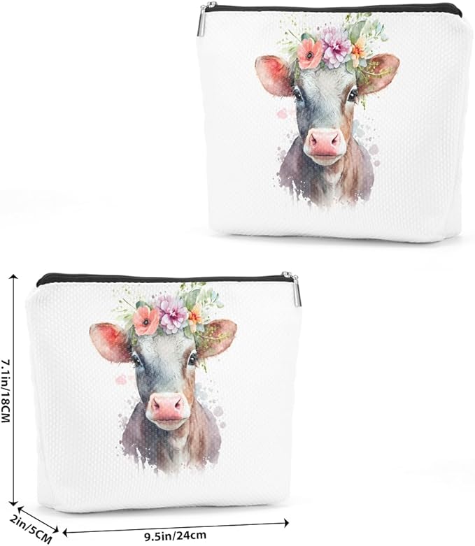 Floral farm animals cosmetic bag