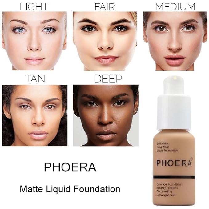 2 Pack PHOERA Foundation 108# Tan and 109# Foundation Makeup.