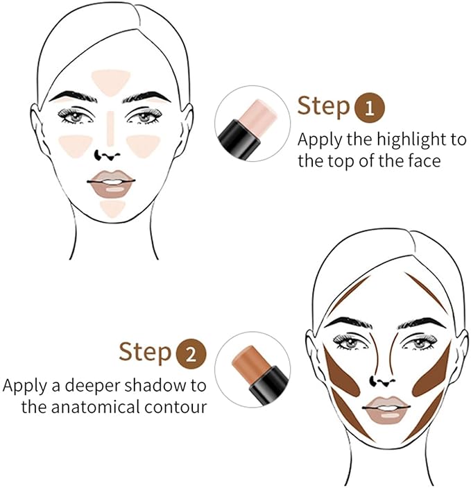 Double-End Contour Highlighter Stick, Contour Stick,Face Highlighter, Contour